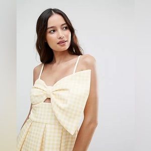 ASOS Scuba Gingham Bow Front Midi Prom Dress